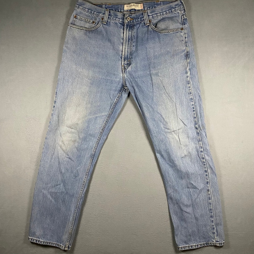 Y2K Levis 505 Regular Fit Jeans Mens 38x32 Light Wash Blue‎ Straight Leg Denim